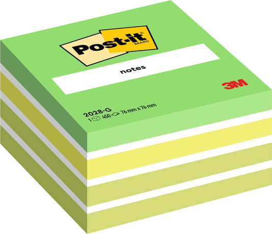 Memoblok Post-it® Kubus Pastel Groen 76x76mm, 450 blaadjes