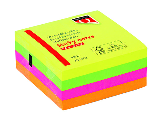 Memoblok Quantore 76x76mm Sticky Neon, Assorti