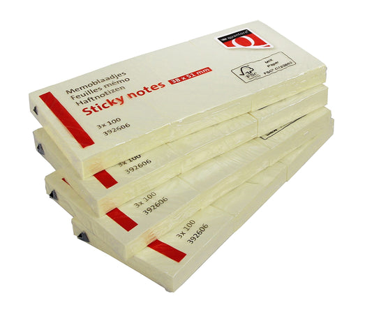 Memoblok Quantore 38x51mm sticky geel, 100 vel