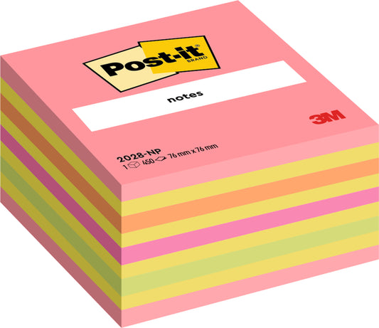 Post-it Neon Kubus Notities 76x76mm Assortie kleuren
