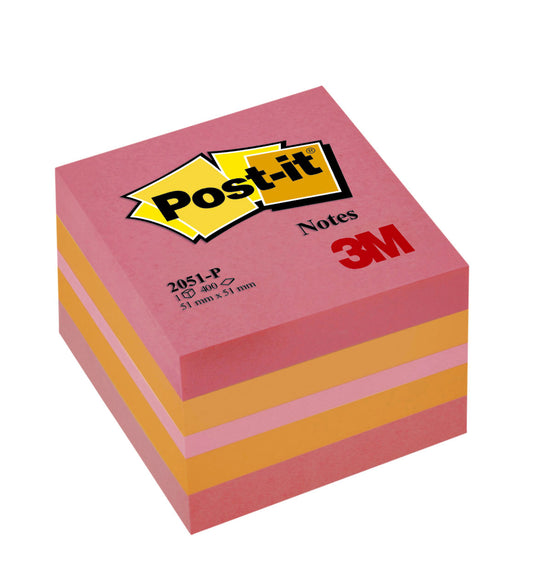 Post-it Kubus Notities 51x51mm Roze, 400 Vel