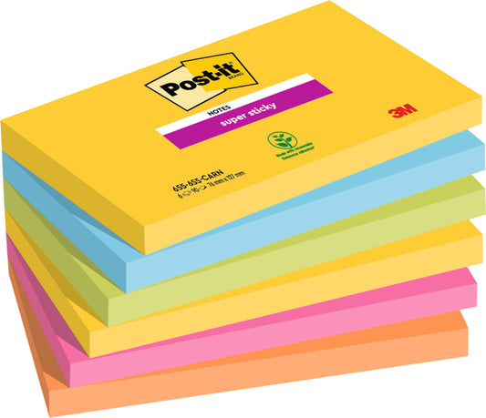 Memoblok Post-it 655 Super Sticky 76x127mm Rio