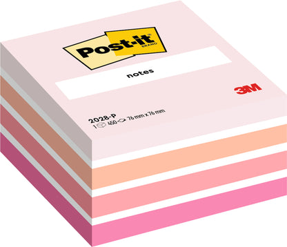 Memoblok Post-it 2028 76x76mm Pastel Roze Kubus