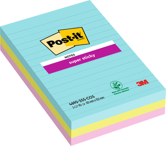 Memoblok Post-it 4690 Super Sticky 101x152mm Miami