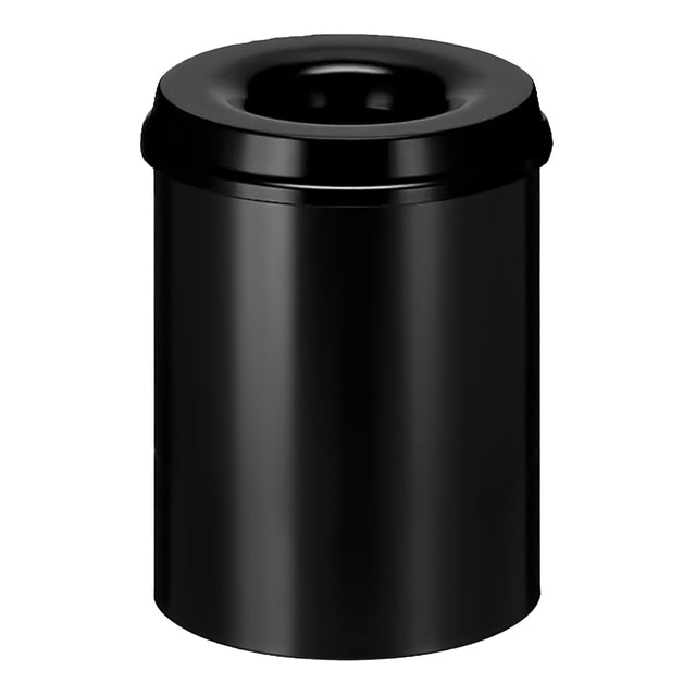 Zwarte Ronde Papierbak met Vlamdovende Deksel, 15L