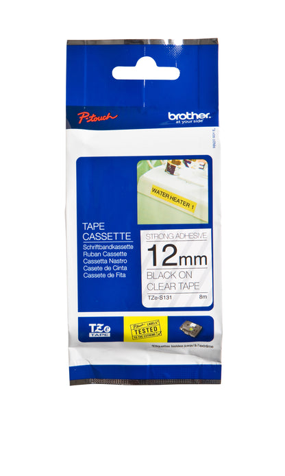Brother TZE-S231 Gelamineerde Labeltape 12mmx8m Wit/Zwart