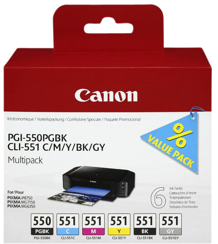 Inktcartridge Canon PGI-550 + CLI-551 Zw + 5kL