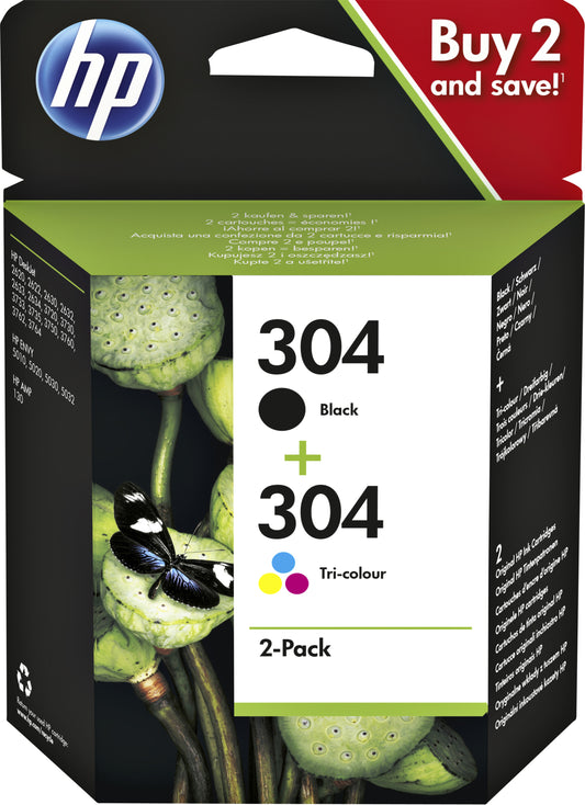 HP 3JB05AE 304 Zwart + Kleur Inktcartridge Set