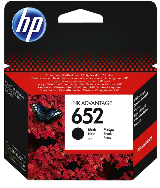 HP F6V25AE 652 Zwart Inktcartridge