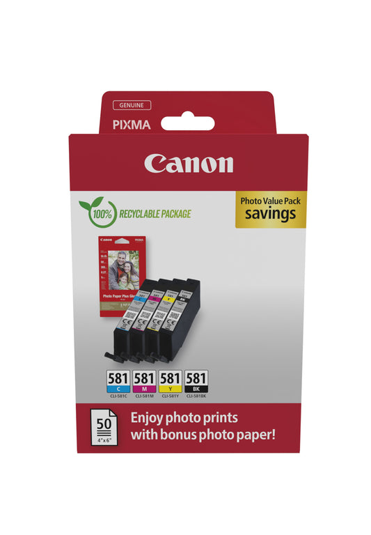 Canon CLI-581 + 50 Vel F-Pap 10x15cm
