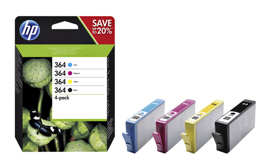 HP N9J73AE 364 Zwart + Kleur Inktcartridge Set