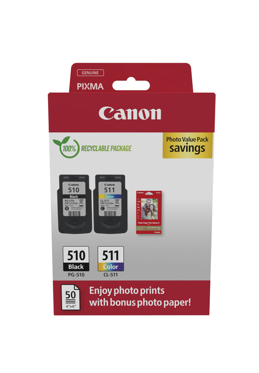 Canon PG-510 + CL-511 Zwart + Kleur Inktcartridge
