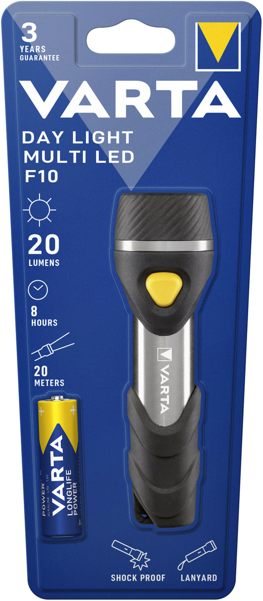 LED Day Light F10, krachtige zaklamp met aluminium en rubber behuizing
