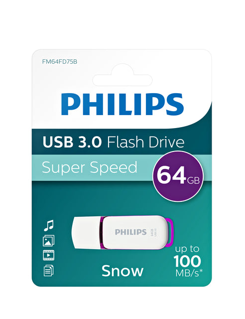 USB-stick Philips Snow 64GB USB 3.0 Paars - 2