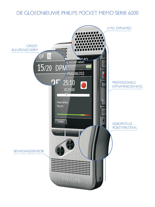 Philips DPM 6000/02 PocketMemo Dictieerapparaat met Microfoons - 3