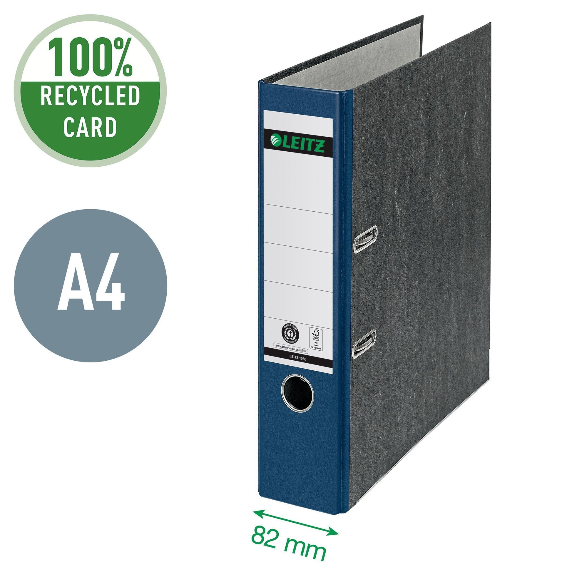 Leitz 1080 180° Ordner 80mm Karton in Blauw, 600 Vel Capaciteit - 3