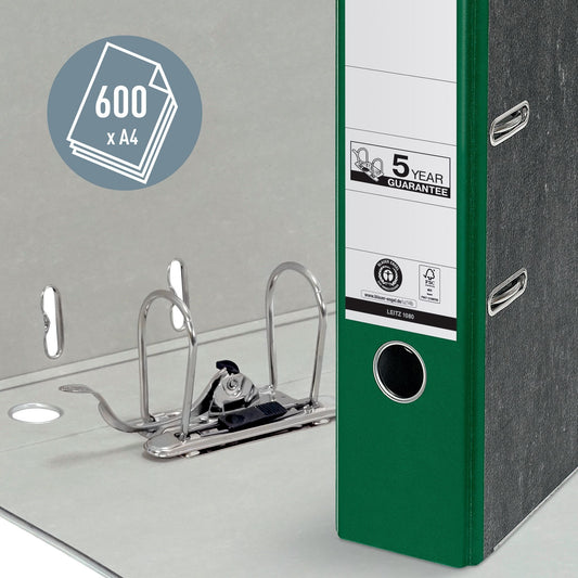 Leitz 1080 180° A4 Ordner 80mm Groen, 600 Vel Capaciteit