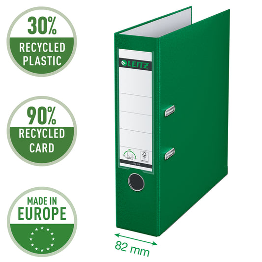 Groene Leitz 1010 180° PP A4 ordner met grote opening en labelhouder