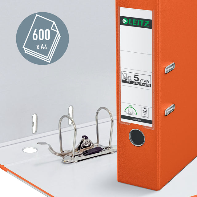 Leitz 1010 180° PP A4 Ordner Oranje met 80mm Rug - 2
