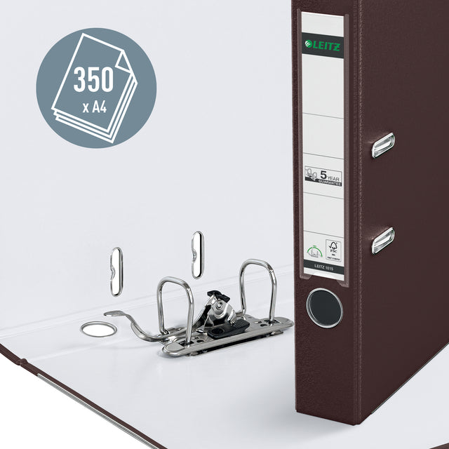 Leitz 1015 A4 50mm PP Ordner Bruin met 180° mechaniek en verwisselbaar etiket - 2
