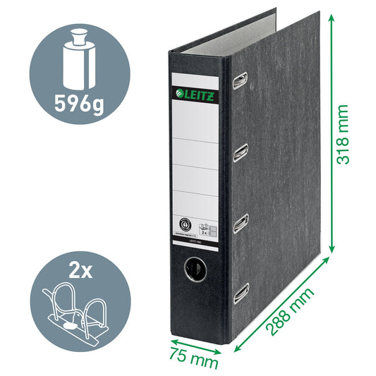 Leitz 1092 180° Giro-ordner A4 75mm karton, zwart, CO2-neutraal