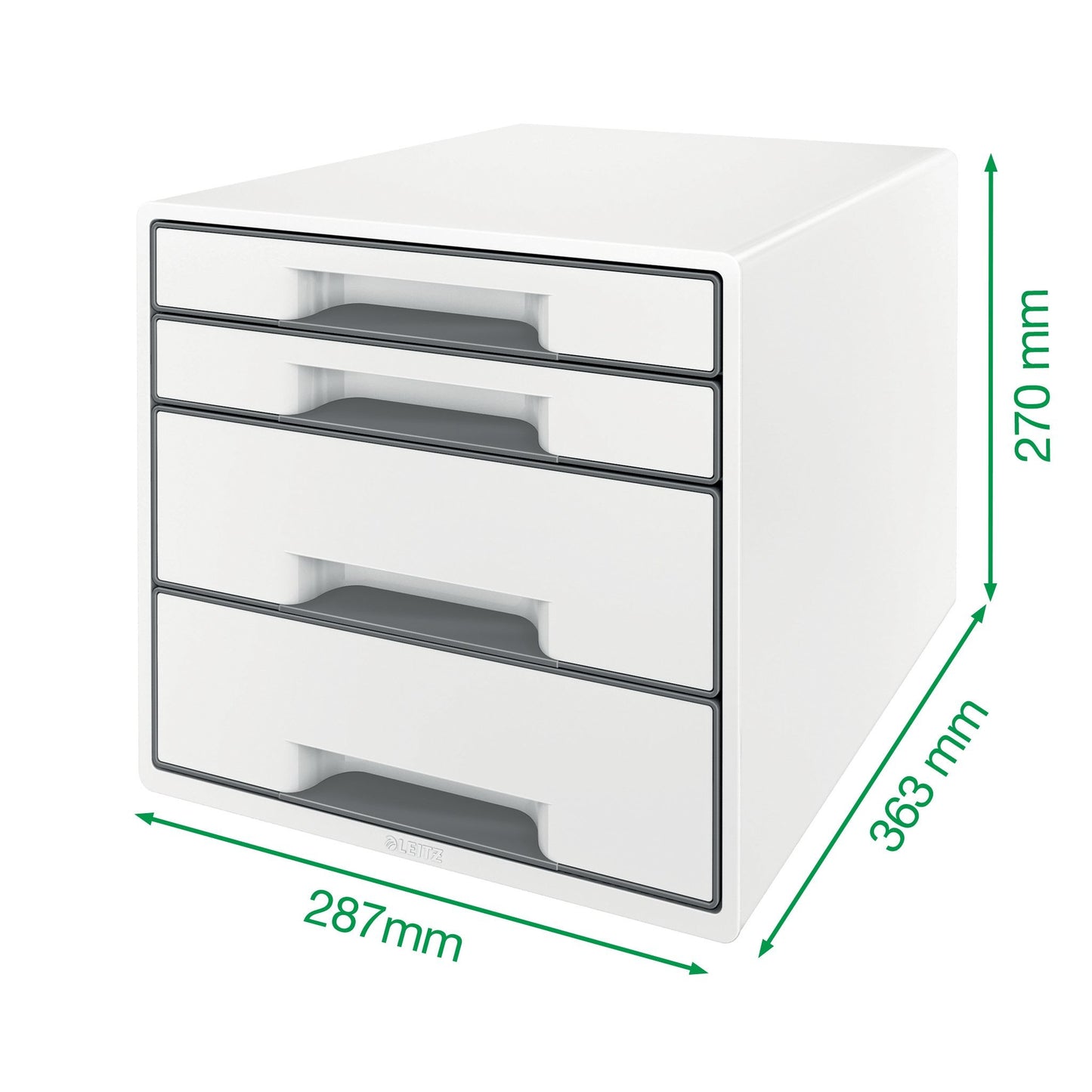 Leitz WOW Cube Ladeblok A4, 4 Lades in Wit en Grijs