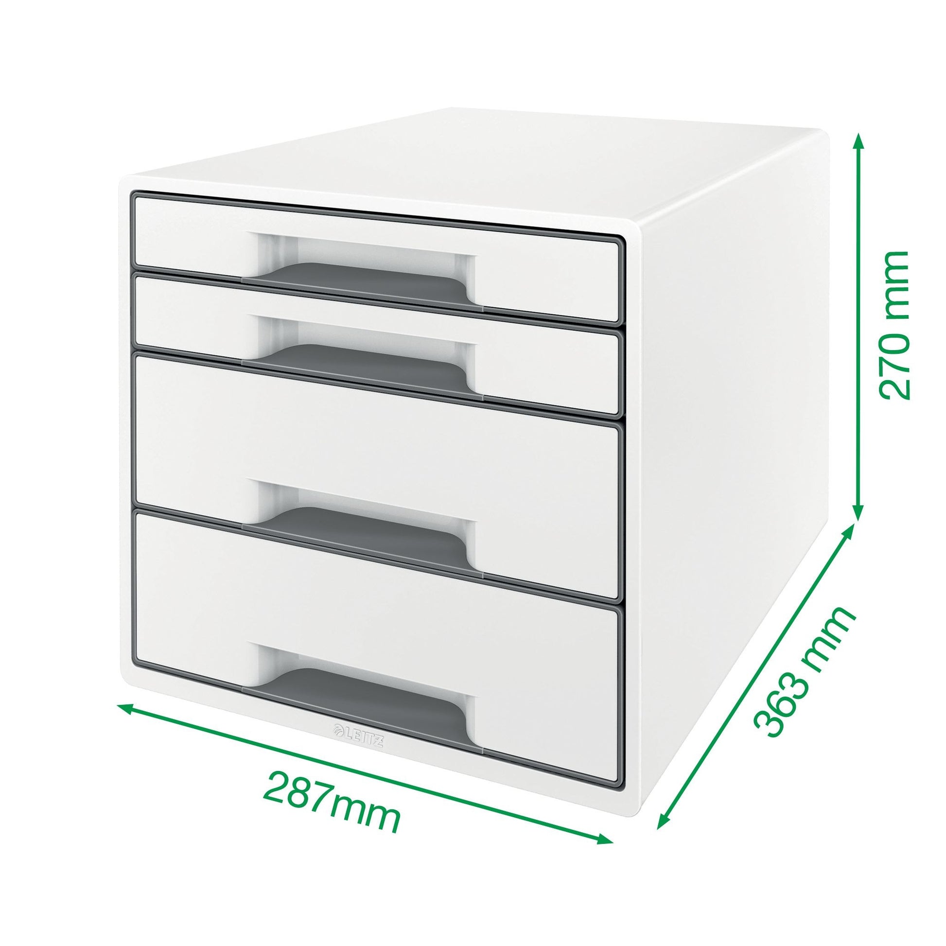 Leitz WOW Cube Ladeblok A4, 4 Lades in Wit en Grijs