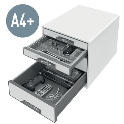 Leitz WOW Cube Ladeblok A4, 4 Lades in Wit en Grijs - 2