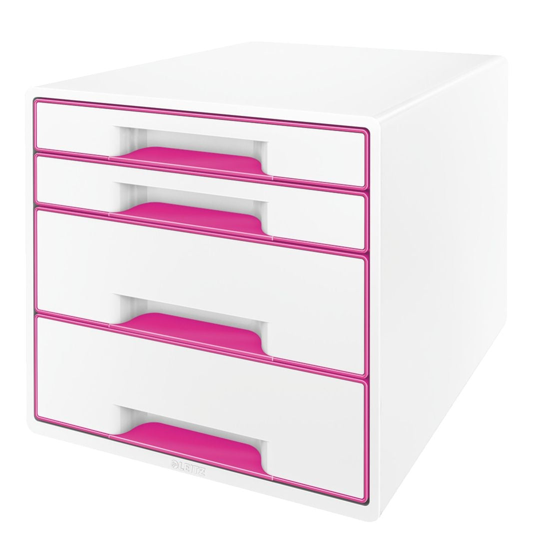 Ladenbox Leitz WOW 4-laden wit/roze met opbergtray