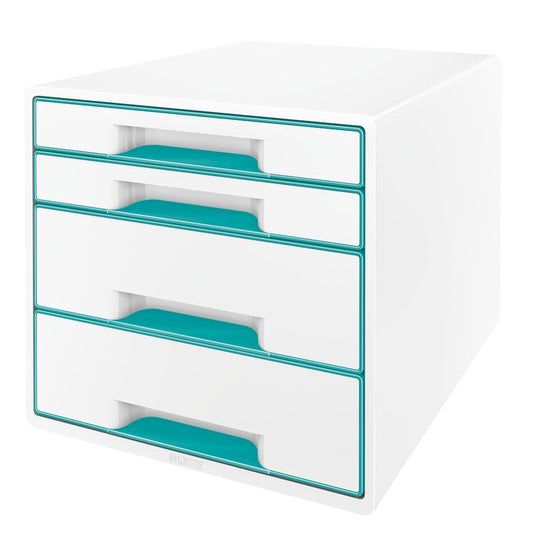 Ladenbox Leitz WOW 4-laden wit/ijsblauw met opbergtray
