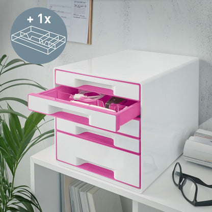 Ladenbox Leitz WOW 5-laden wit/roze met opbergtray - 3