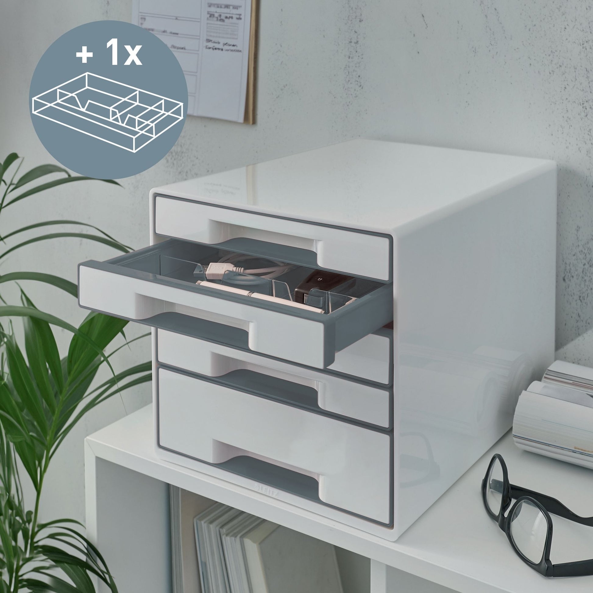 Leitz WOW Cube Ladenblok A4 maxi 5 Laden Wit/Grijs - 2