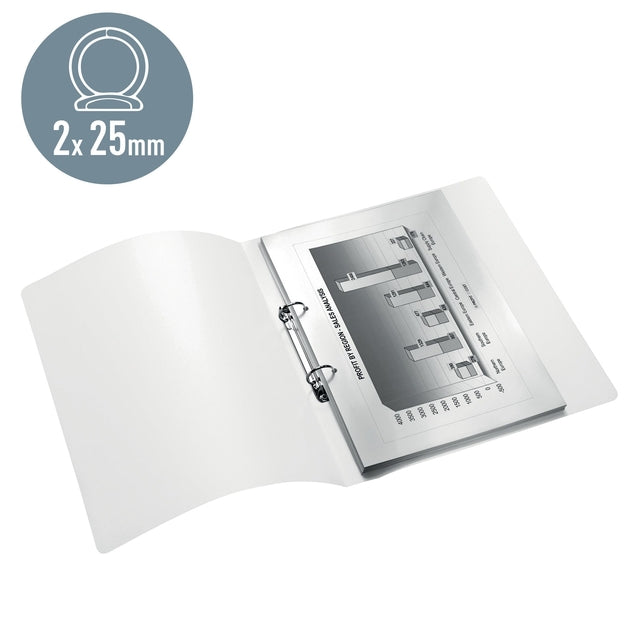 Ringband Leitz WOW A4 2-rings O-mechanisch 25mm wit - 3