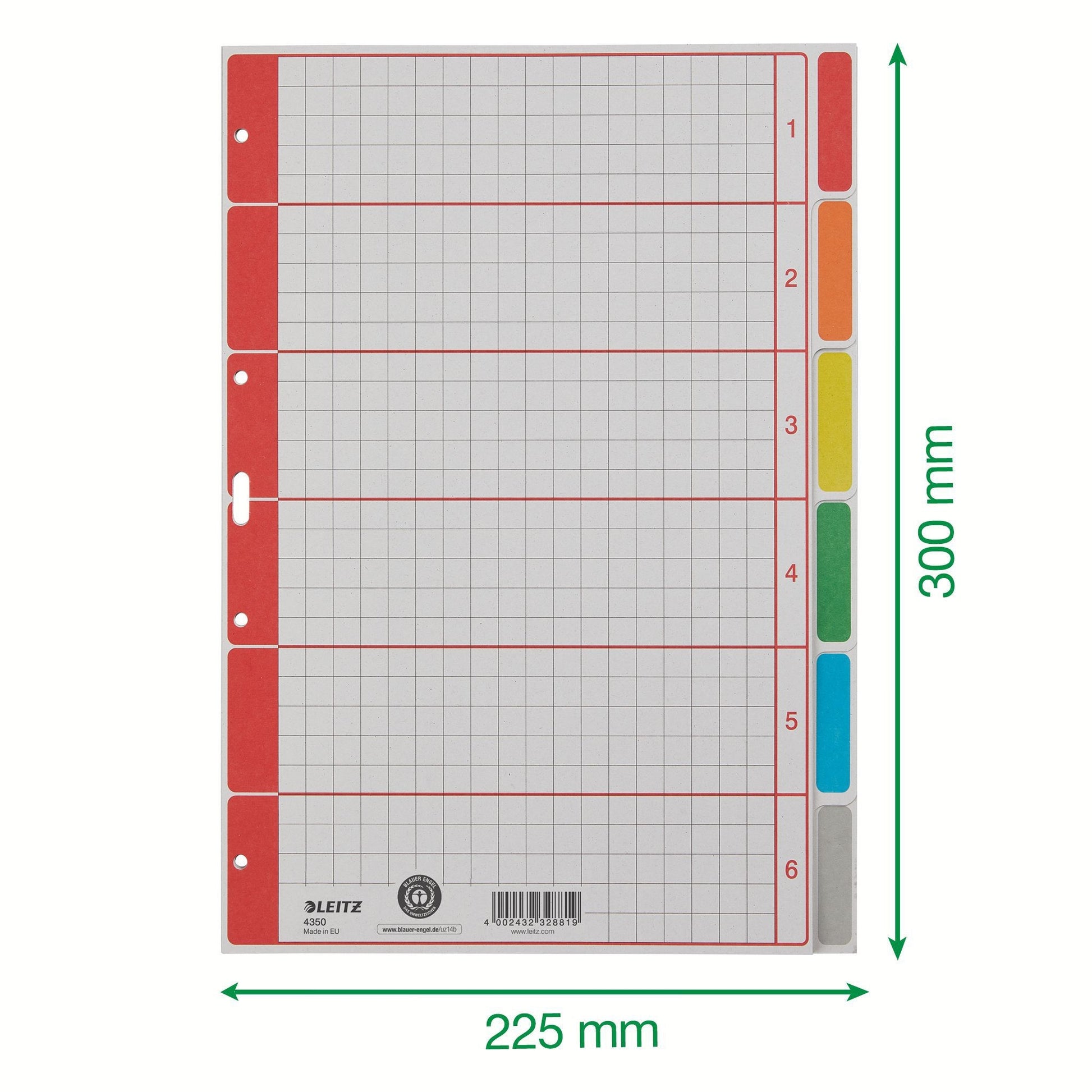 Leitz 4350 A4 6-Kleur Tabs in Gerecycled Karton, 4 Ringen - 2