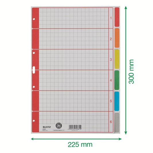 Leitz 4350 A4 6-Kleur Tabs in Gerecycled Karton, 4 Ringen - 2