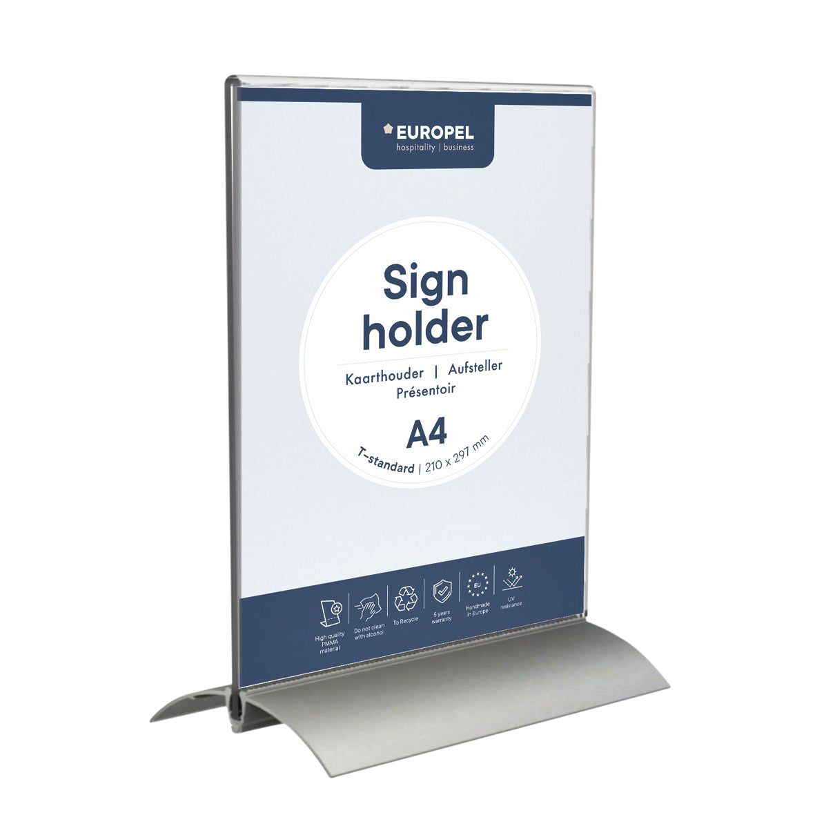 Kaarthouder Europel A4 T-standaard acryl aluminium