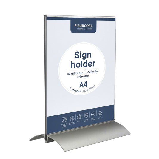 Kaarthouder Europel A4 T-standaard acryl aluminium
