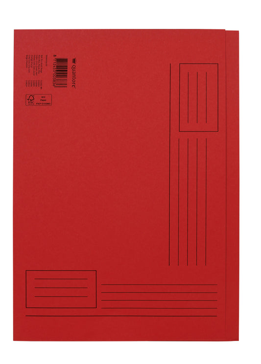 Vouwmap Fo A4, ongelijke zijde, 250g, rood, gerecycled karton