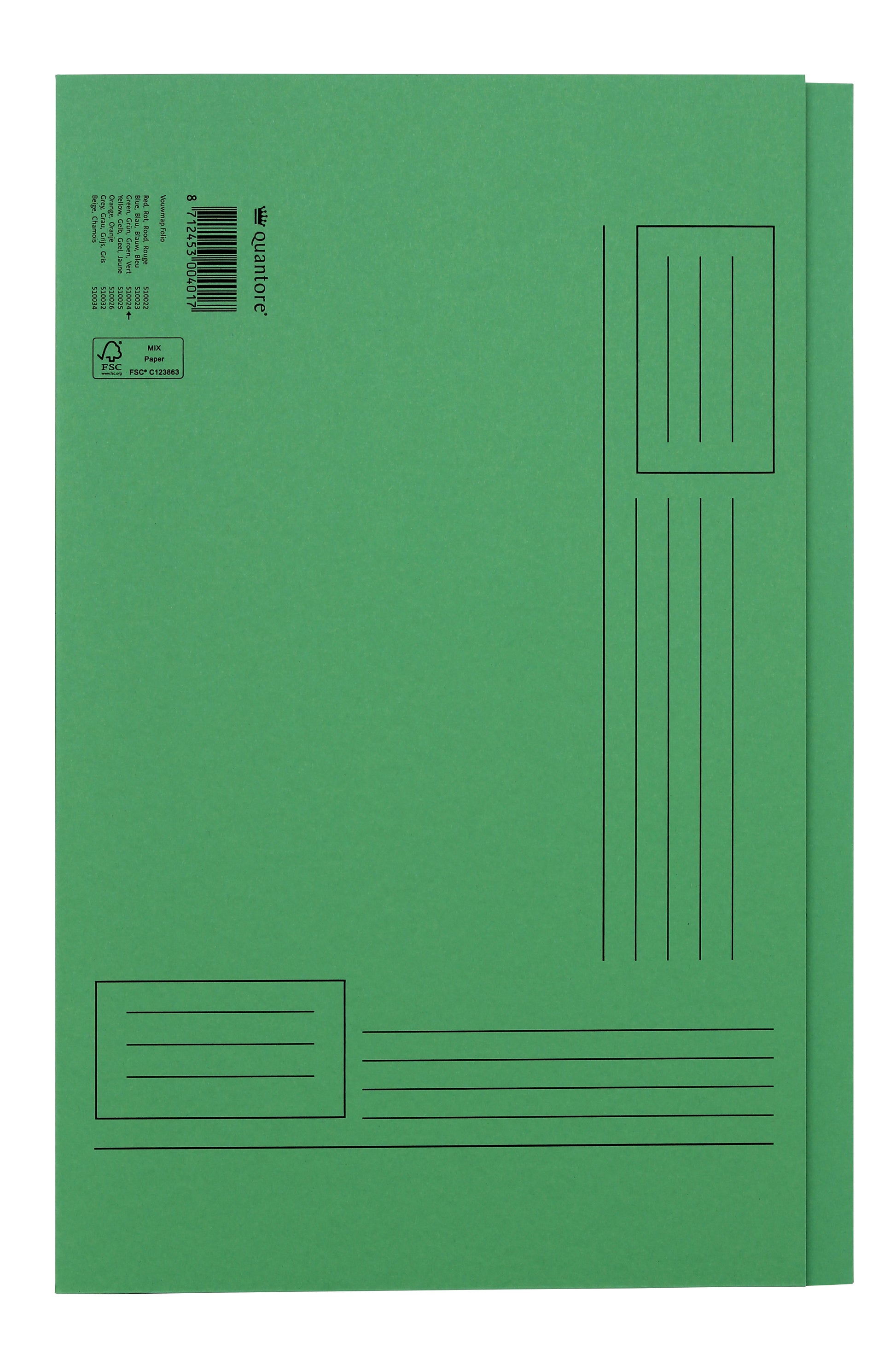 Vouwmap Quantore folio 250 g groen met rillijnen