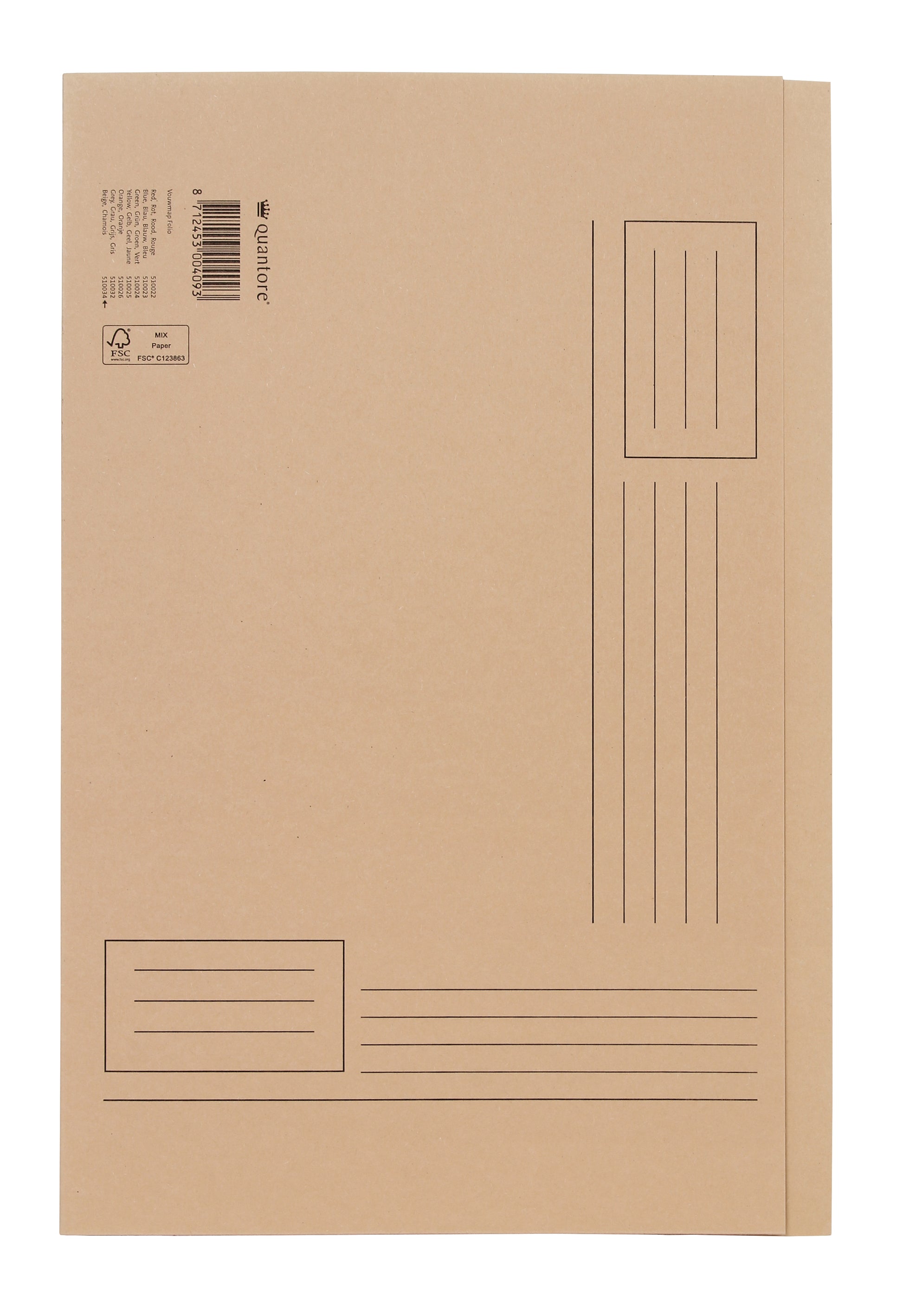 Vouwmap Quantore Fo ongelijke zijde 250gr in beige