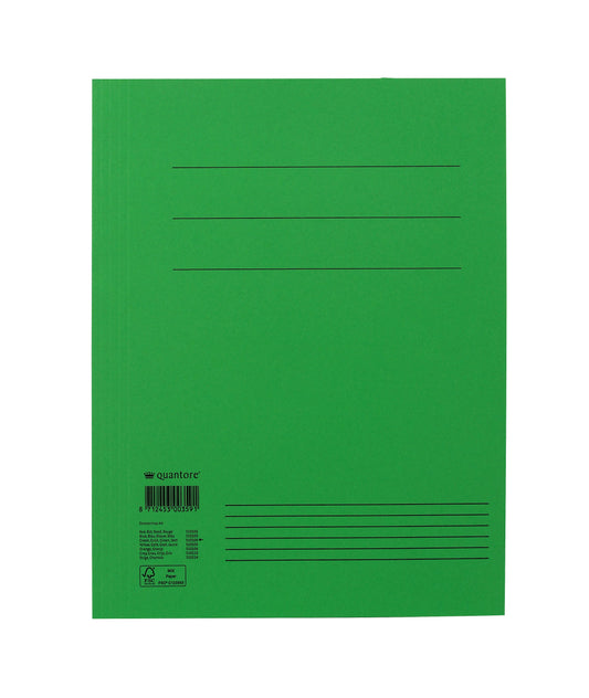 Dossiermap Quantore A4 300gr groen met drie stofkleppen