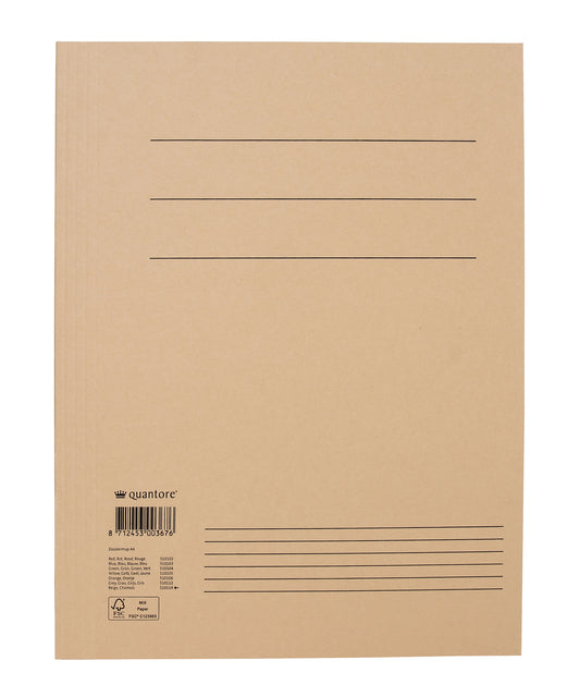 Dossiermap Quantore A4 300 g chamois met stofkleppen