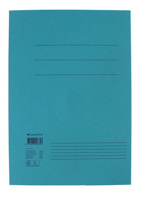 Dossiermap Quantore Folio 300 g blauw met stofkleppen