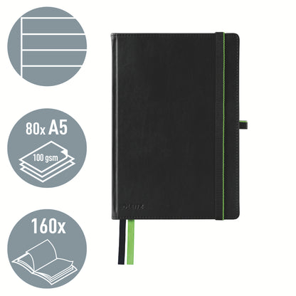 Notitieboek Leitz Complete A5 160 blz lijn 96 g zwart