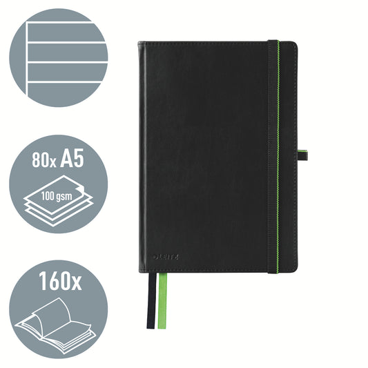 Notitieboek Leitz Complete A5 160 blz lijn 96 g zwart