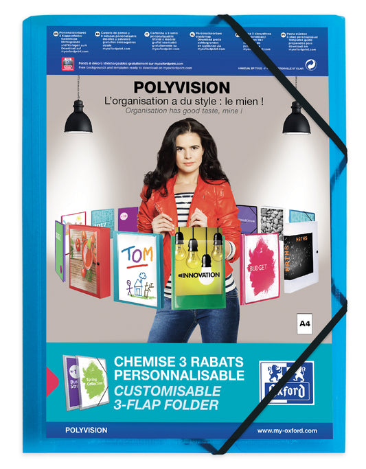 Elastomap Oxford Polyvision A4 3-klep, Transparant, Incl. Insteektas