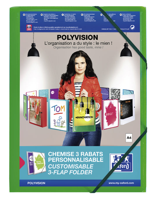Elastomap Oxford Polyvision A4 met insteektas en 3 kleppen