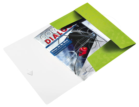 Leitz WOW A4 3-kleps PP Elastomap Groen, Voor Documenten