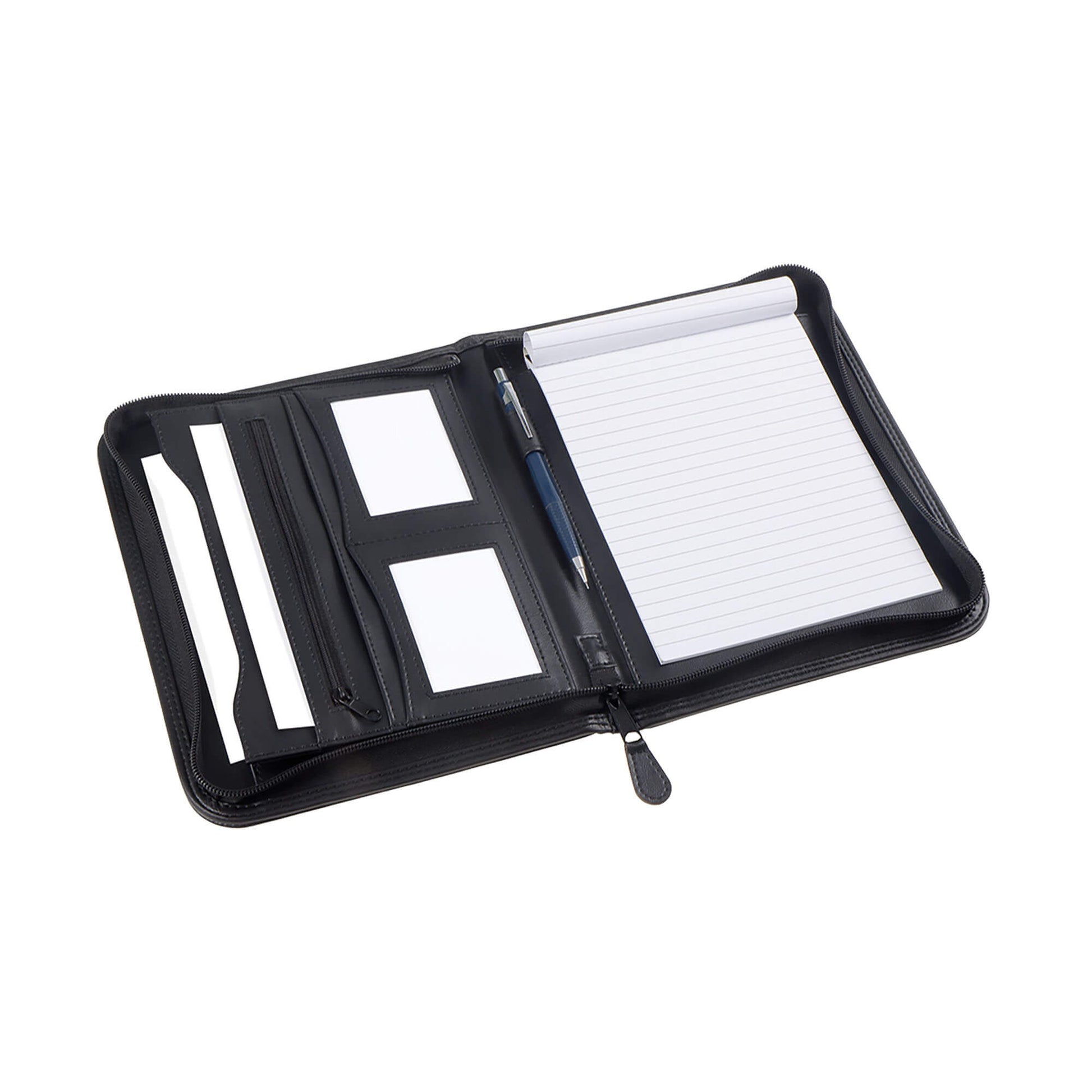 Zwarte A5 lederlook schrijfmap Excellent de luxe met rits - 2