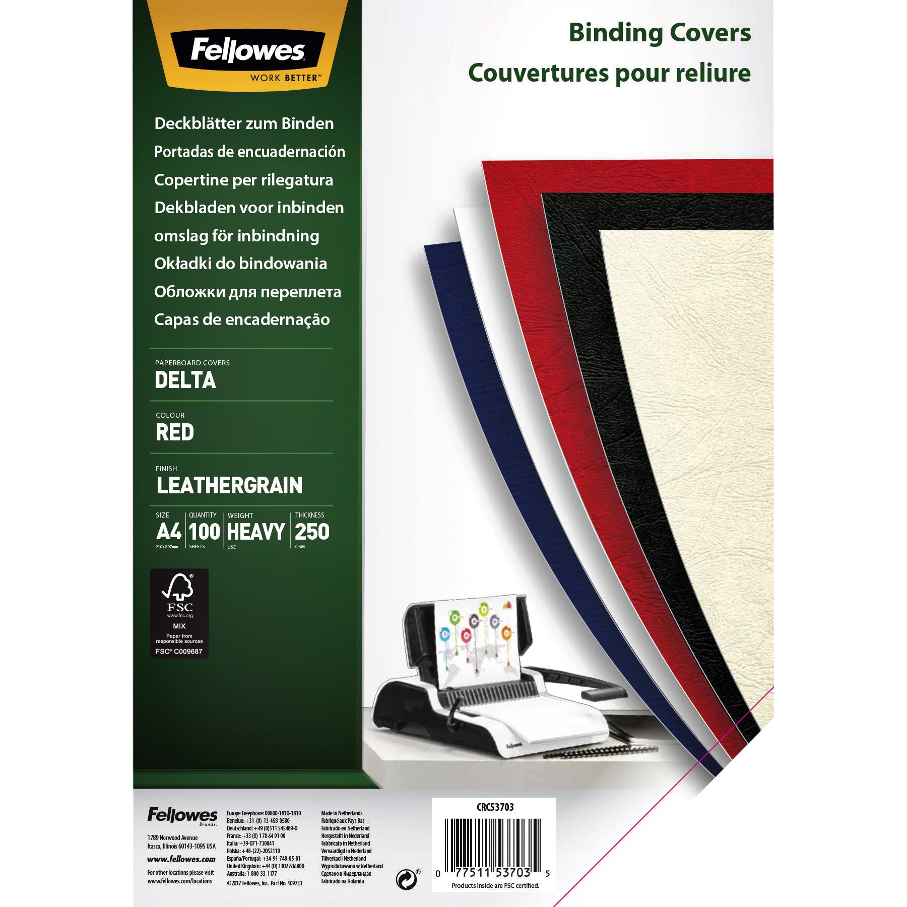 Voorblad Fellowes A4 Lederlook Rood
